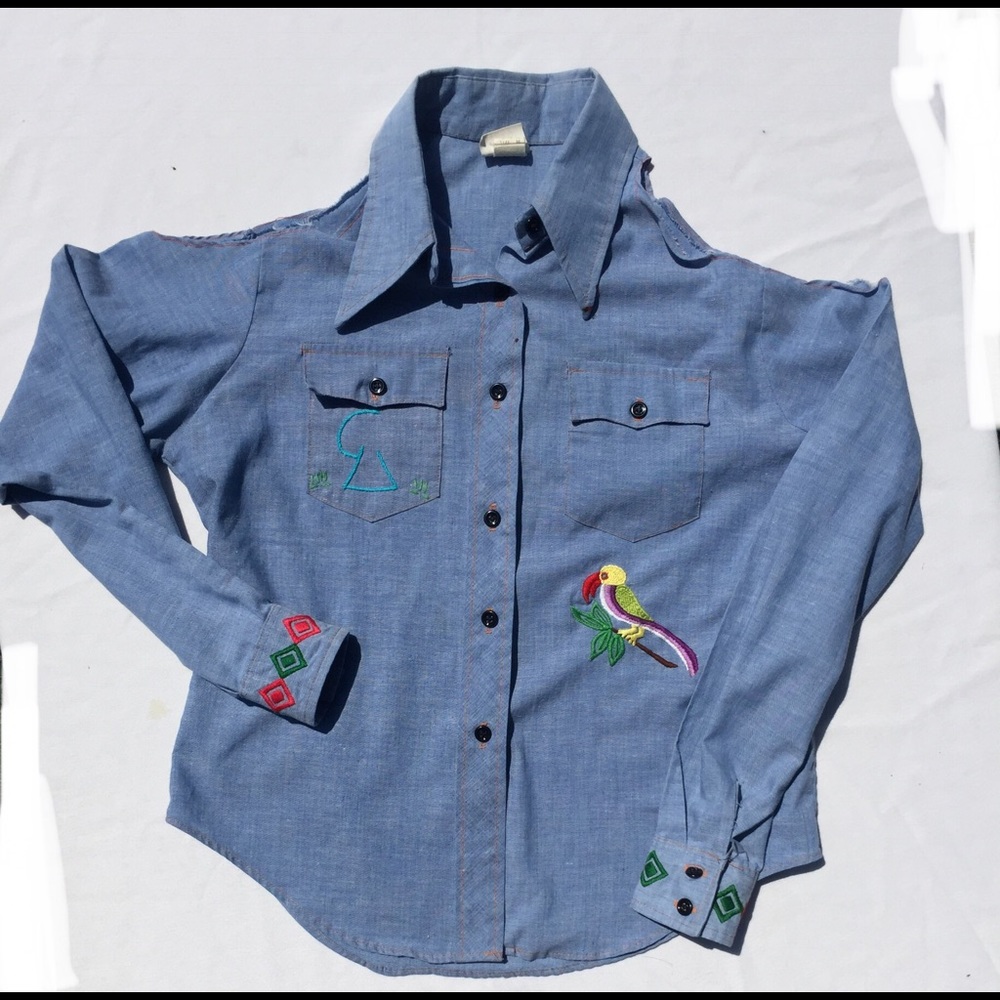 Vintage embroidered jean shirt